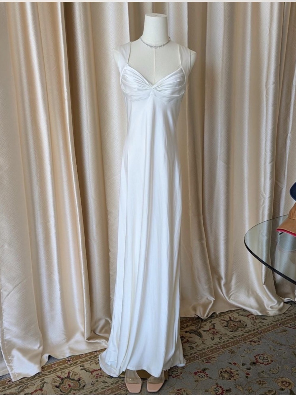 Calvin Klein White Maxi white Dress with Ruched Bust